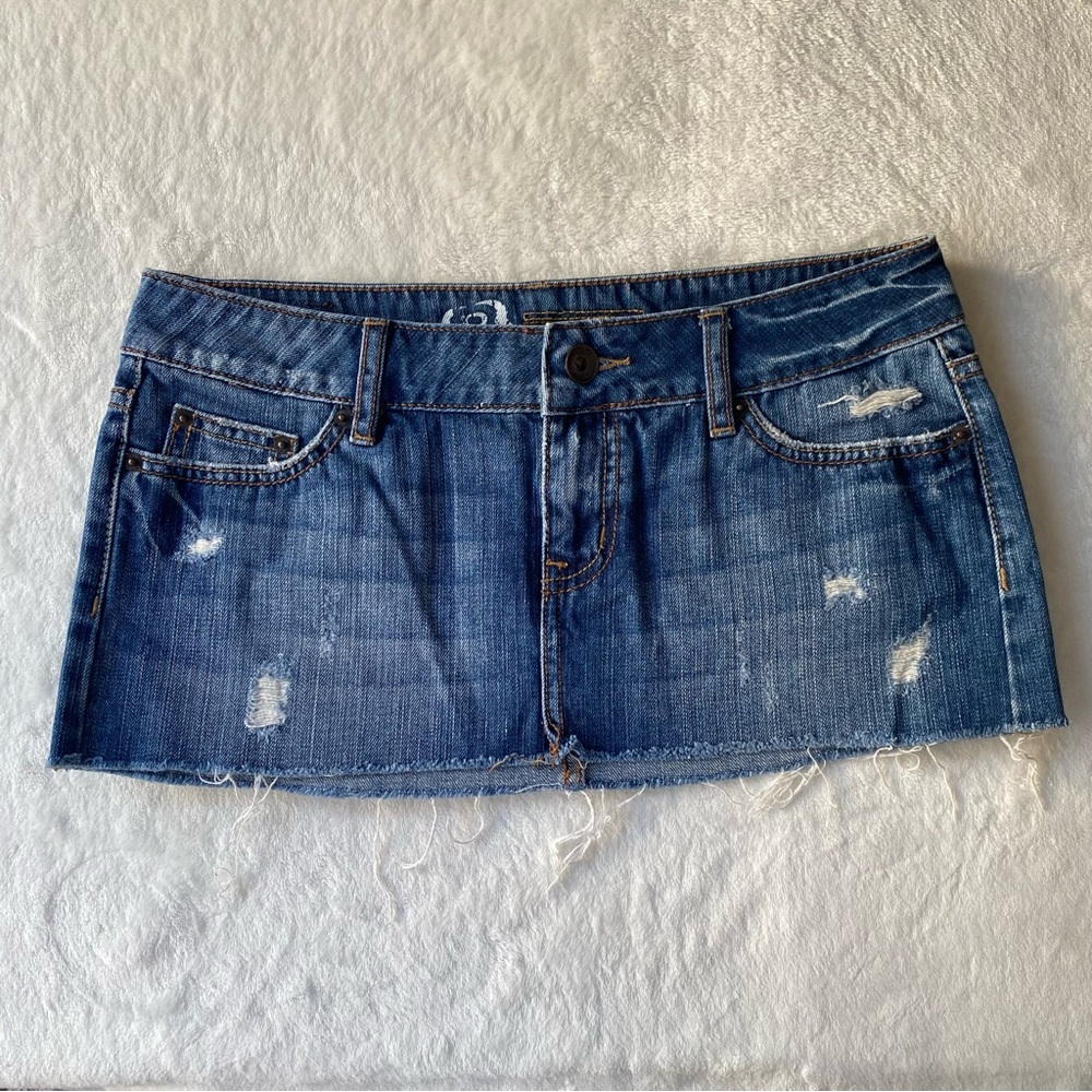 Vintage Bullhead‎ Micro Mini Skirt Denim Cut off Distressed Size 3